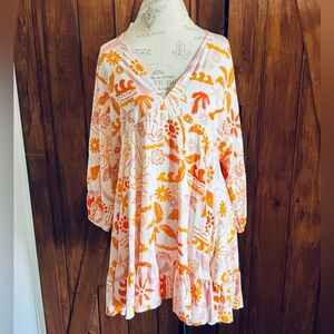 Label of Love Orange and Cream Swim Coverup with Vibrant Design